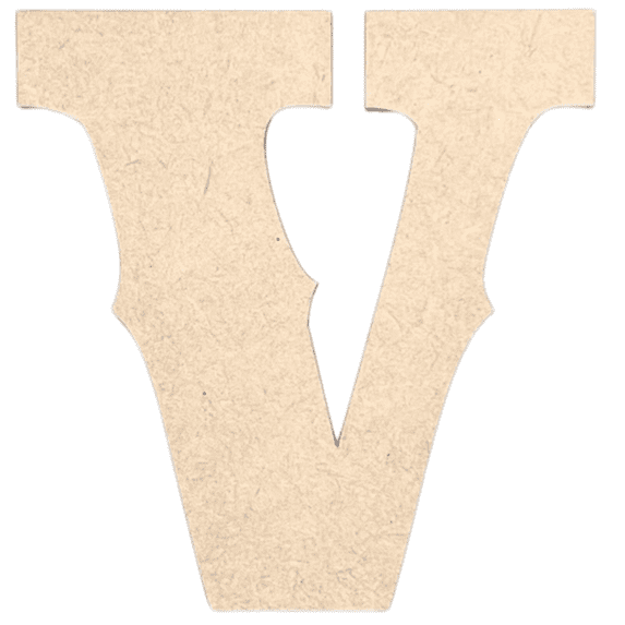 Krafty Supply 22" Tall Western Block - MDF Letter V | 1/8" Thick | Unfinished Wooden Letters | Craft Alphabet Initials