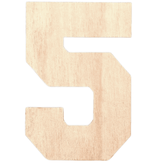 Krafty Supply - 3" Tall Birch Number 5 | 1/4" Birch Plywood | Collegiate | Wooden Craft Numbers