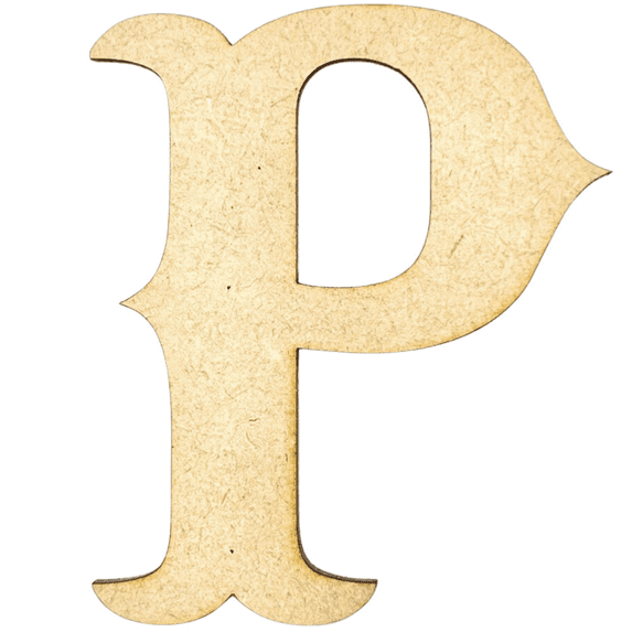 Krafty Supply 3" Tall MDF Letter P |1/4" Thick | Western Railroad | Wooden Letters | Craft Alphabet