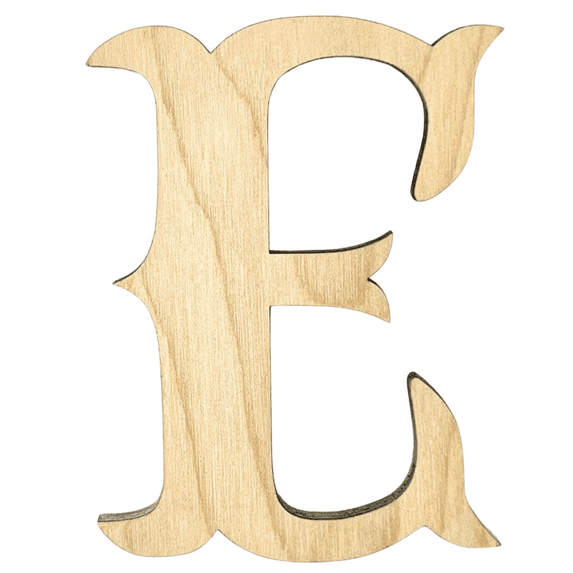 Krafty Supply 4" Tall Birch Plywood Letter E |1/4" Thick | Western Railroad | Wooden Letters | Craft Alphabet