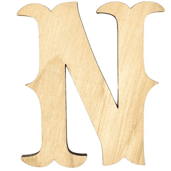 Krafty Supply 4" Tall Birch Plywood Letter N |1/4" Thick | Western Railroad | Wooden Letters | Craft Alphabet