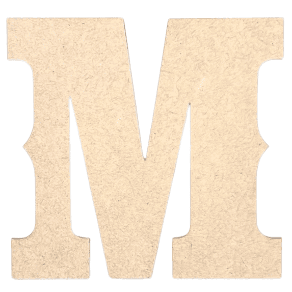 Krafty Supply 4" Tall Western Block - MDF Letter M | 1/4" Thick | Unfinished Wooden Letters | Craft Alphabet Initials