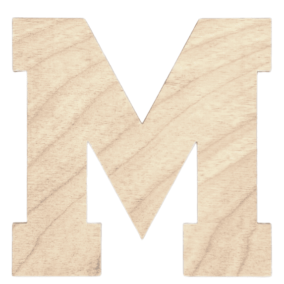 Krafty Supply - 5" Tall Birch Letter M | 1/4" Birch Plywood |Collegiate|Wooden Letter|Craft Alphabet Initials