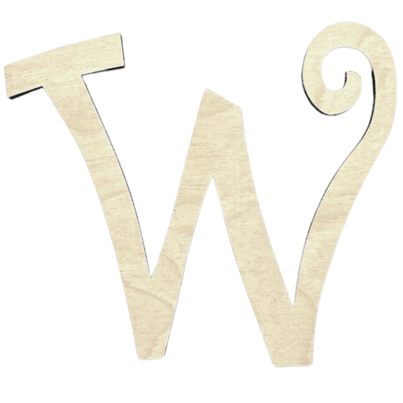 Krafty Supply - 5" Tall Birch Letter W | 1/4" Birch Plywood |Curlz|Wooden Letter|Craft Alphabet Initials