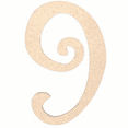 thumbnail image 1 of Krafty Supply - 5" Tall MDF Number 9 | 1/4" MDF | Curlz | Wooden Craft Numbers, 1 of 4