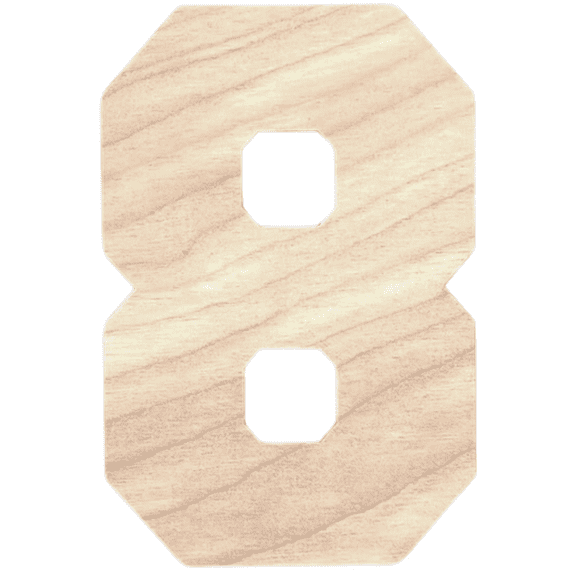Krafty Supply - 6" Tall Birch Number 8 | 1/4" Birch Plywood | Collegiate | Wooden Craft Numbers