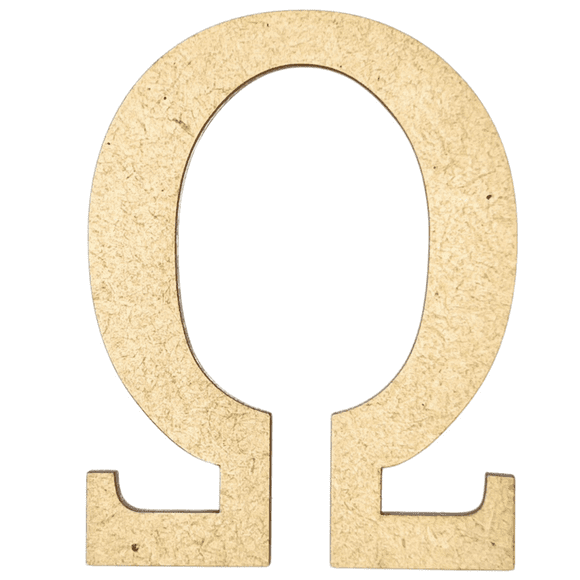 Krafty Supply 6" Tall Greek Wood Letter OMEGA | 1/8" Thick | Greek Alphabet | MDF Letters