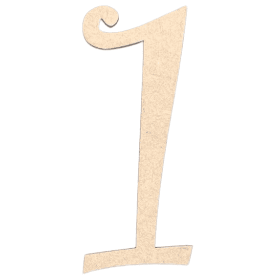 Krafty Supply - 6" Tall MDF Number 1 | 1/8" MDF | Curlz | Wooden Craft Numbers