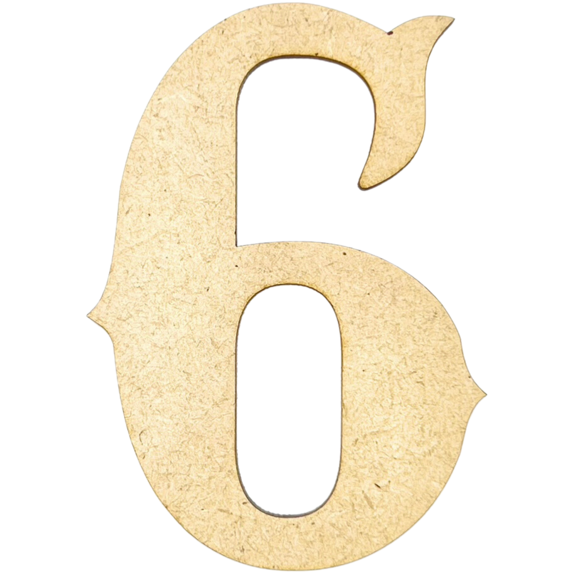Krafty Supply 8" Tall MDF Letter 6 |1/4" Thick | Western Railroad | Wooden Letters | Craft Alphabet