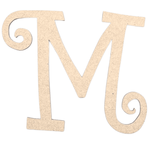 Krafty Supply - 8" Tall MDF Letter M | 1/8" MDF |Curlz|Wooden Letter|Craft Alphabet Initials