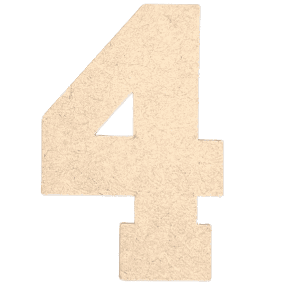 Krafty Supply - 8" Tall MDF Number 4 | 1/8" Thick | Collegiate | Wooden Craft Numbers
