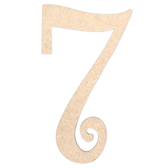 Krafty Supply - 8" Tall MDF Number 7 | 1/4" MDF | Curlz | Wooden Craft Numbers