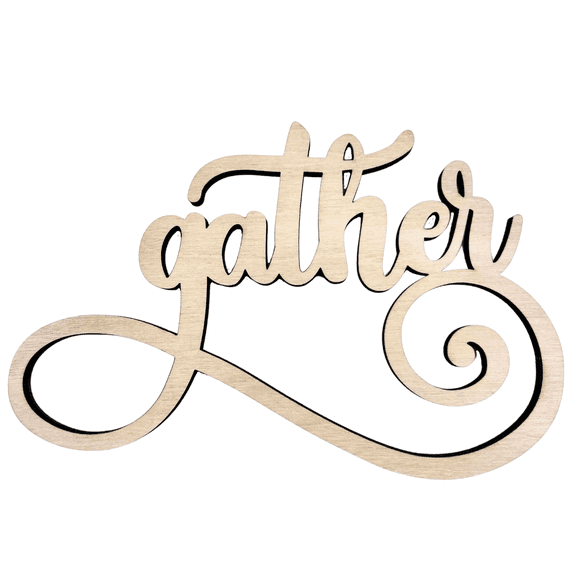 Krafty Supply Connected Wood Word Cutout Gather| 1/4" Birch Wood| Wood Crafts| Home/Fall Decor 18"