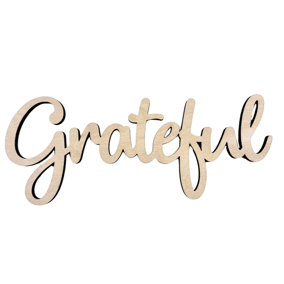 Krafty Supply Connected Word Grateful| 1/4" Birch Wood| Wood Crafts| Home/Fall Decor 22"