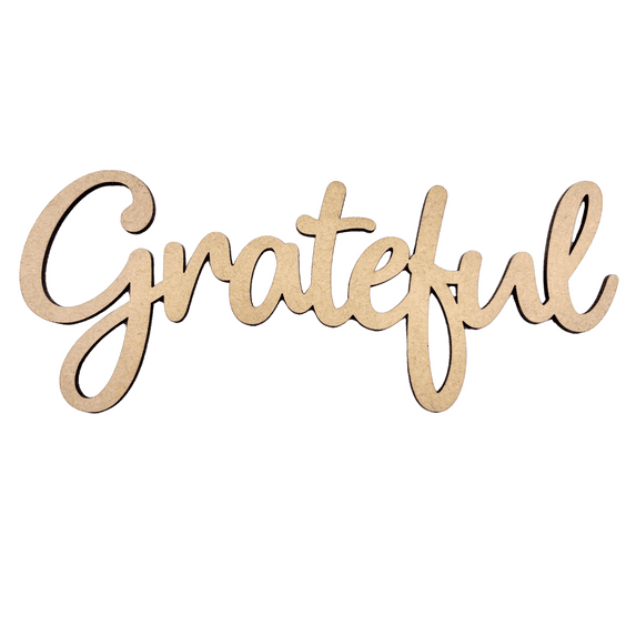 Krafty Supply Connected Word Grateful| 1/4" MDF| Wood Crafts| Home/Fall Decor 10"
