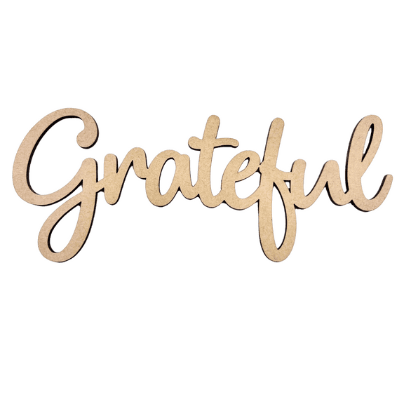 Krafty Supply Connected Word Grateful| 1/8" MDF| Wood Crafts| Home/Fall Decor 3"