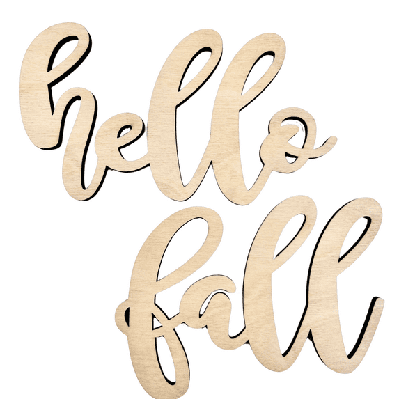 Krafty Supply Connected Word Hello Fall| 1/4" Birch Wood| Wood Crafts| Home/Fall Decor 18"