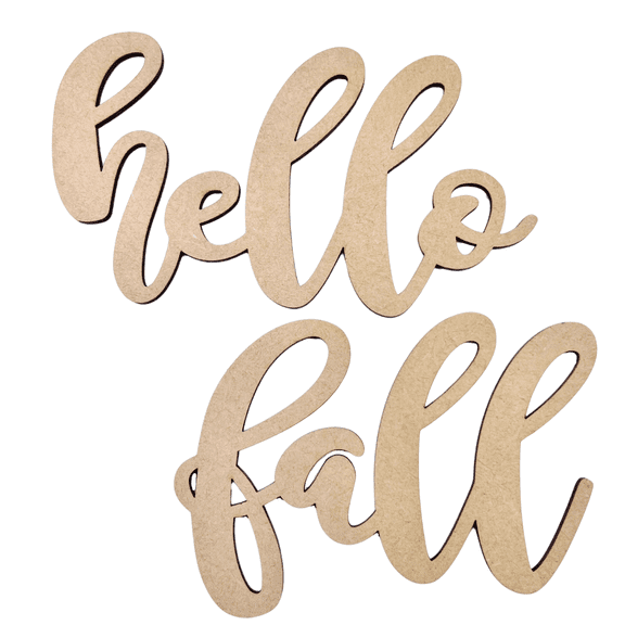 Krafty Supply Connected Word Hello Fall| 1/4" MDF| Wood Crafts| Home/Fall Decor 5"