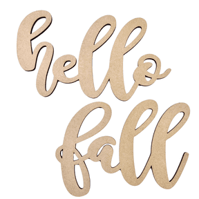 Krafty Supply Connected Word Hello Fall| 1/8" MDF| Wood Crafts| Home/Fall Decor 3"