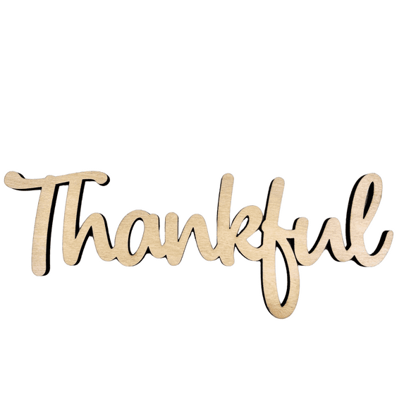 Krafty Supply Connected Word Thankful| 1/4" Birch Wood| Wood Crafts| Home/Fall Decor 18"