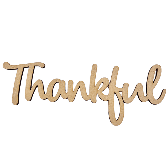 Krafty Supply Connected Word Thankful| 1/8" MDF| Wood Crafts| Home/Fall Decor 3"