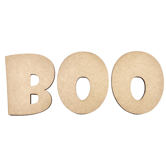 Krafty Supply Fat Letter Word BOO, Halloween Words, 1/8" MDF, Halloween Crafts, 4" Tall