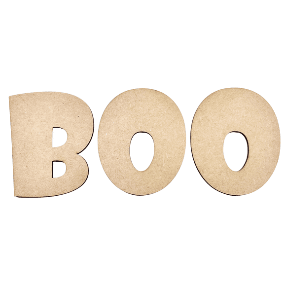 Krafty Supply Fat Letter Word BOO, Halloween Words, 1/8" MDF, Halloween Crafts, 4" Tall