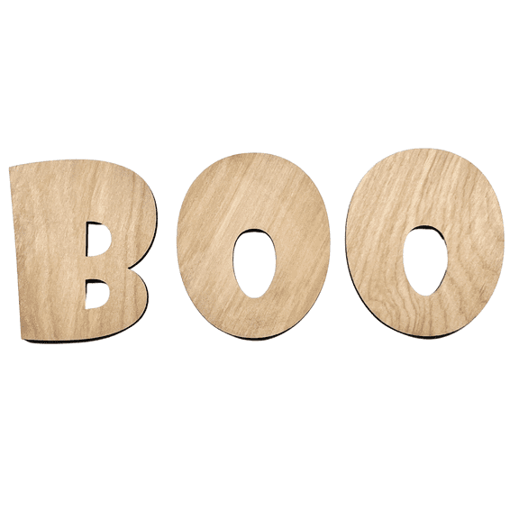 Krafty Supply Fat Letter Word BOO, Halloween Words, 1/8" MDF, Halloween Crafts, 6" Wide