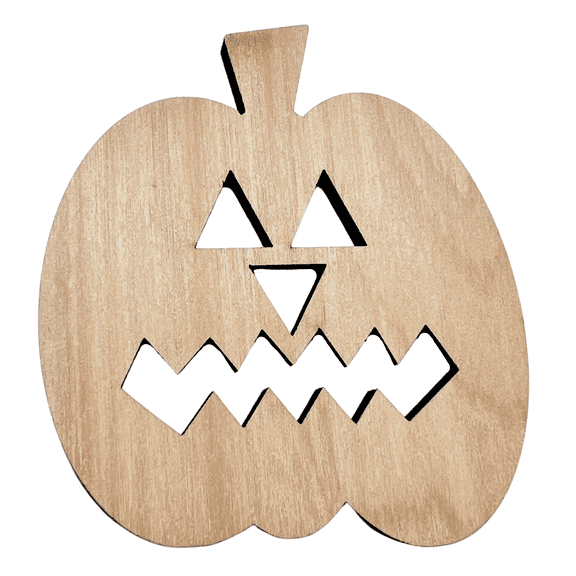 Krafty Supply Jack-O-Latern Wood Cut out 1/4"Birch 8" Tall