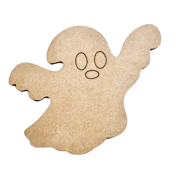 Krafty Supply Spooky Ghost with Score Lines. Wood Cut out 1/8"MDF 3" Tall