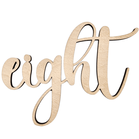 Krafty Supply Wood Number Word Eight, 3" Wide, 1/4" Birch, Wood Numbers