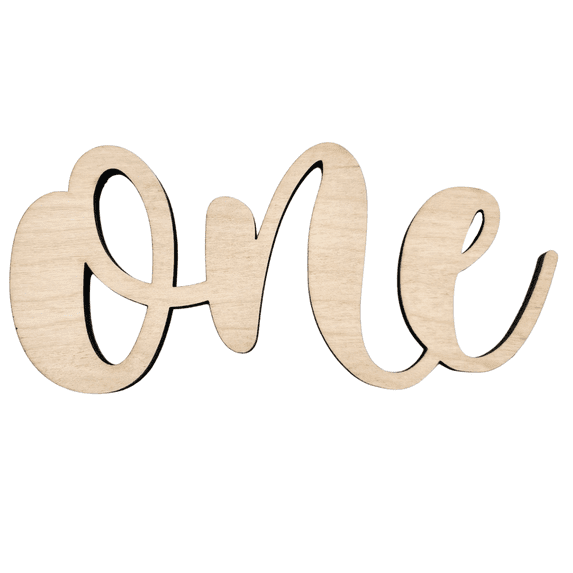 Krafty Supply Wood Number Word One, 4" Wide, 1/4" Birch, Wood Numbers