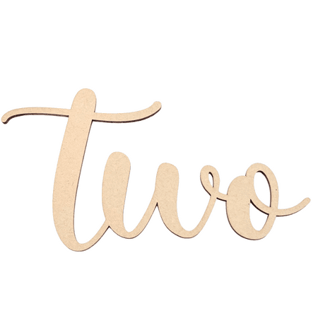 Krafty Supply Wood Number Word Two, 3" Wide, 1/4" MDF, Wood Numbers