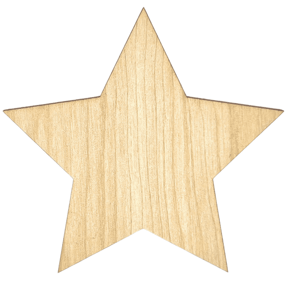 Krafty Supply Wood Stars, 1/4" Thick Birch Wood, Bulk Set of 25 Wood Stars, Medium, 6 inches