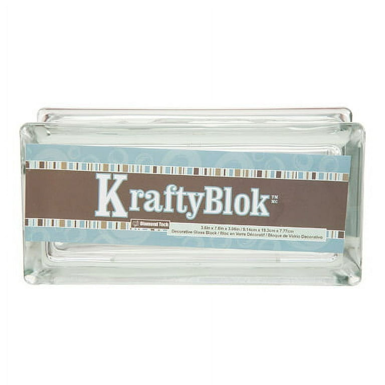 KraftyBlok Clear Glass Block for Crafts, 7.75 x 3.75 Inches