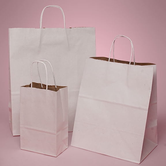 KraftyKlassics 12pk Kraft White 5"x3.25"x8" ROSE Twisted Handle Shopping, Merchandise, Party Favor, Gift Bags