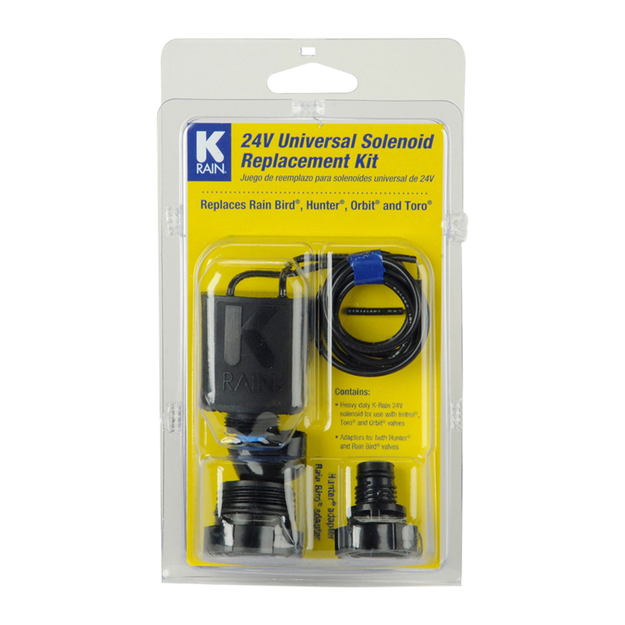 Krain 24v Solenoid Replacement Kit with Rainbird & Hunter Adapter for Lawn Sprinklers / P3004750
