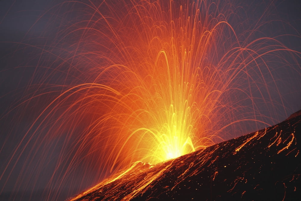 Krakatau eruption Sunda Strait Indonesia Canvas Art - Martin RietzeStocktrek Images (17 x 12)