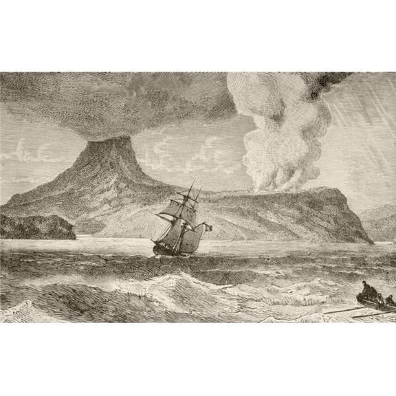 Krakatoa Island Erupting In August 1883. From The Book Chips From The Earths Crust Published 1894. Print