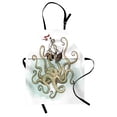 thumbnail image 1 of Kraken Apron Octopus Sinking the Pirate Ships Greek Myth Fish Culture Cartoon Artwork Image, Unisex Kitchen Bib Apron with Adjustable Neck for Cooking Baking Gardening, Tan Pale Green, by Ambesonne, 1 of 3