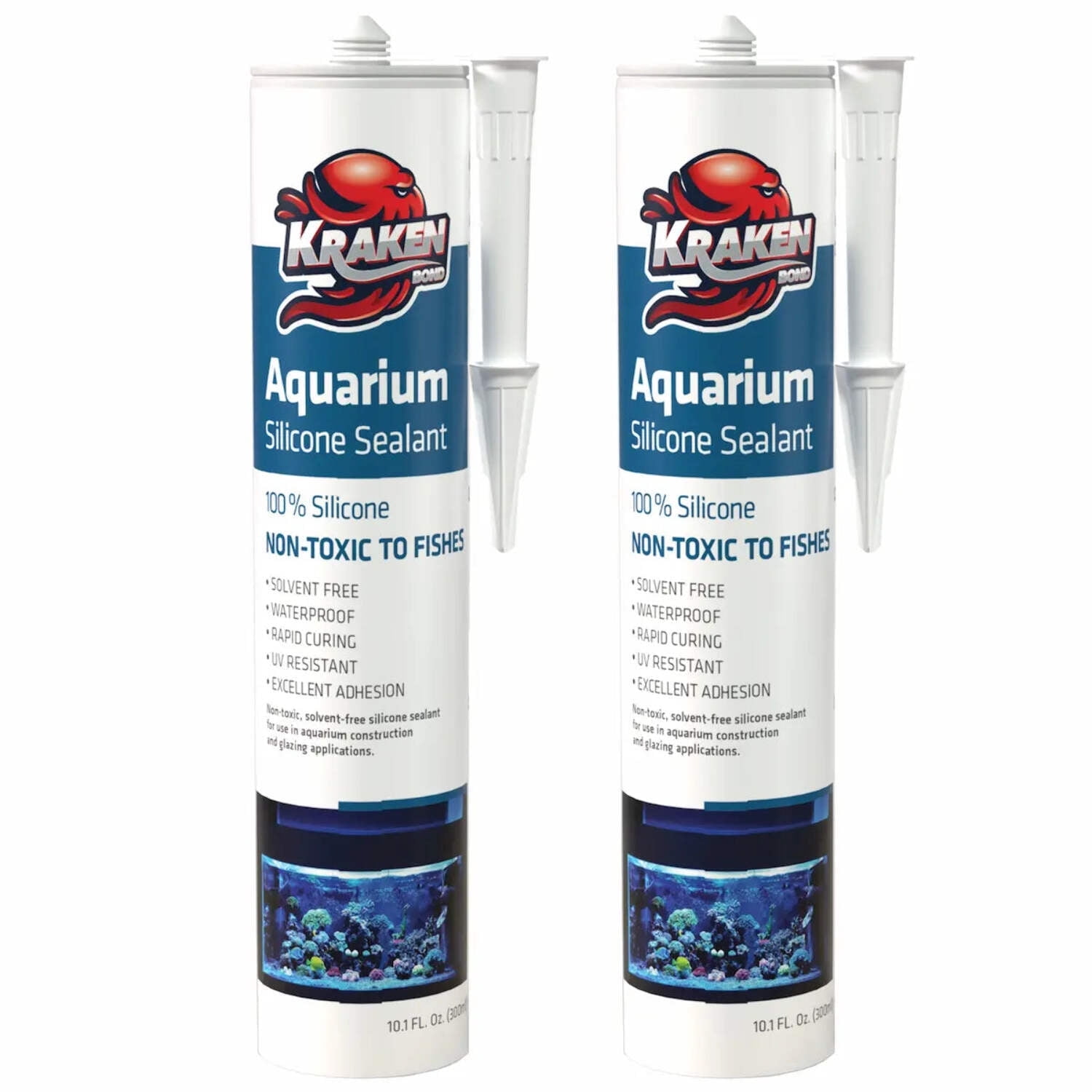 Kraken Bond Aquarium 100% Silicone Sealant - 10.1 fl oz., Clear, 2 Pack ...
