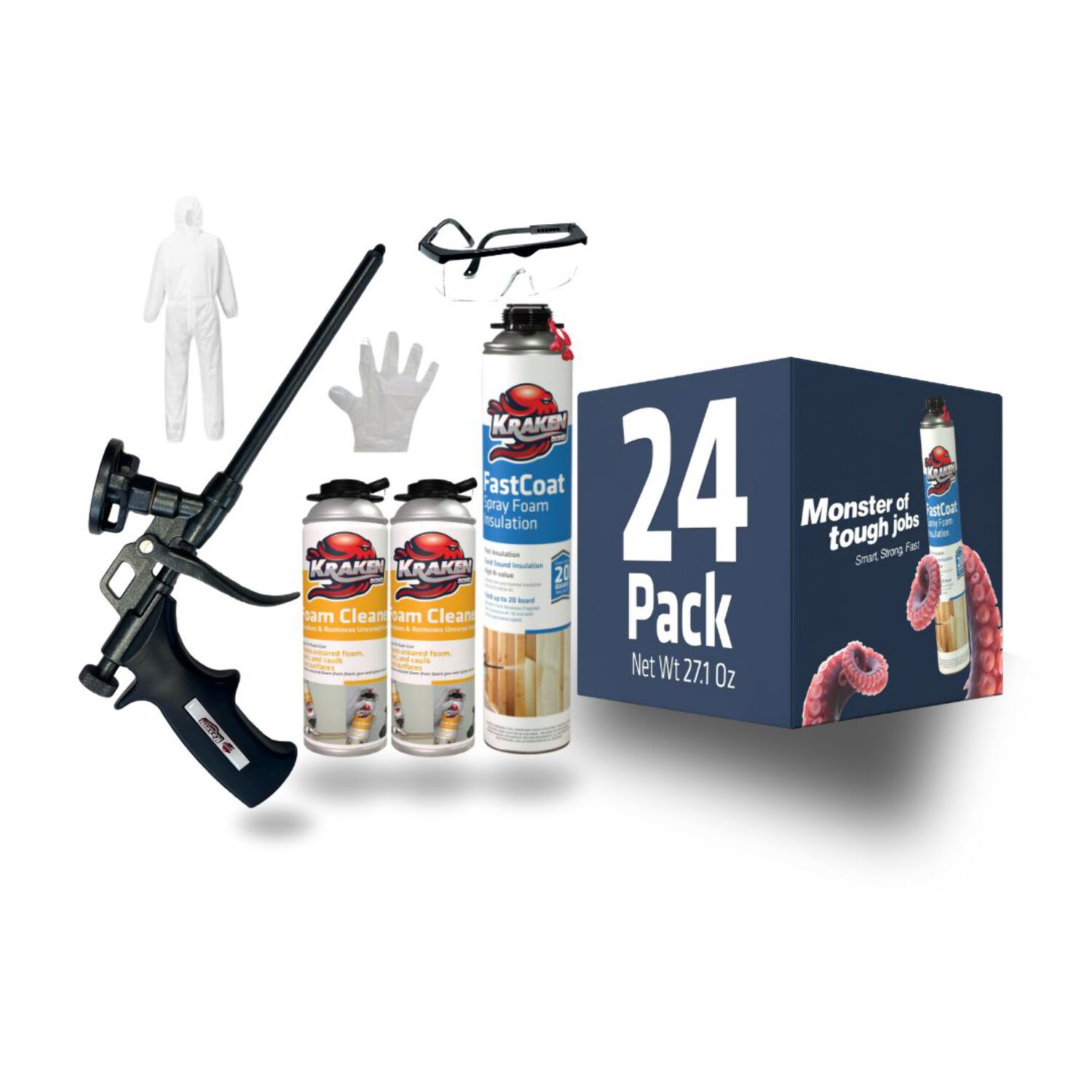 Krakenbond Fastcoat Spray Foam Insulation Kit, 480 Board feet, Closed