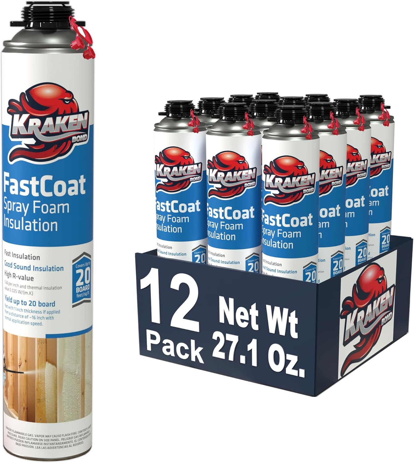 Kraken Bond Fastcoat Spray Foam Insulation Kit (2x27.1 oz.) Closed