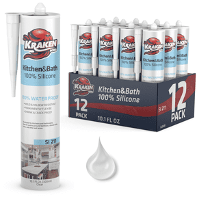 Kraken Bond Kitchen & Bathroom Silicone Sealant-Clear/12 Pack