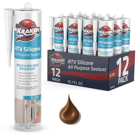 Kraken Bond RTV Silicone Brown 10.1 fl oz - All Purpose - 12 Pack