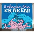 thumbnail image 1 of Ambesonne Ocean Curtains 2 Panel Set, Kraken Motivation Words, 108" x 90", Pink Royal Blue, 1 of 3
