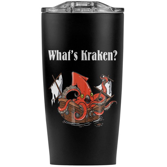 What'S Kraken Giant Squid Destroying Stainless Steel 20 oz Travel Tumbler, Vacuum Insulated & Double Wall with Leakproof Sliding Lid | Great for Coffee/Hot Drinks and Cold Beverages