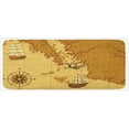 thumbnail image 1 of Kraken Kitchen Mat, Old Map with Compass and Ship Continent and Kraken Design Print, Plush Decorative Kitchen Mat with Non Slip Backing, 47" X 19", Pale Brown Yellow, by Ambesonne, 1 of 1