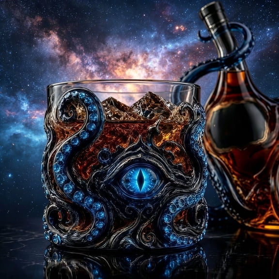 Kraken Octopus Glass Mug, Deep Sea Monster Coffee Cup, Unique Sea Creature Drinking Glass, Ocean Theme Kitchenware, Novelty Gift for Collectors