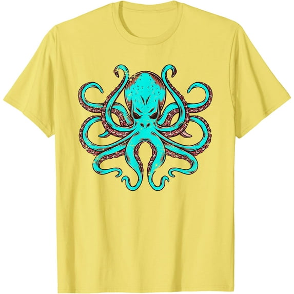 Kraken Octopus Modern Ocean Theme Softstyle Unisex T-Shirt ,Cornsilk Color,Size M